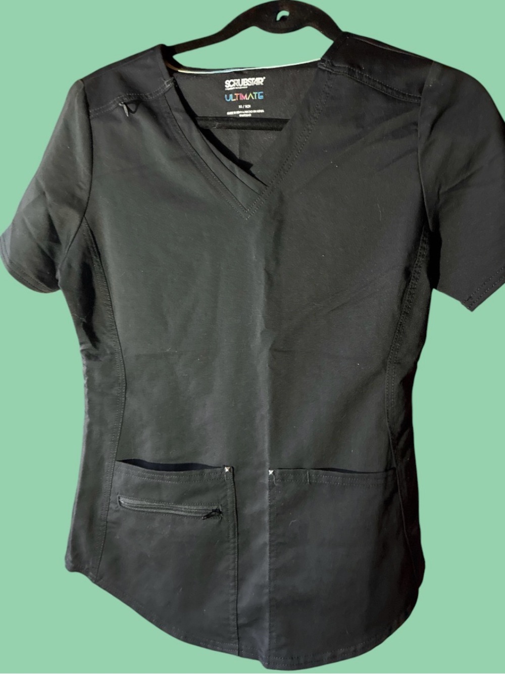 Scrubstar Ultimate Premium Black V-Neck Scrub Top - Size XS